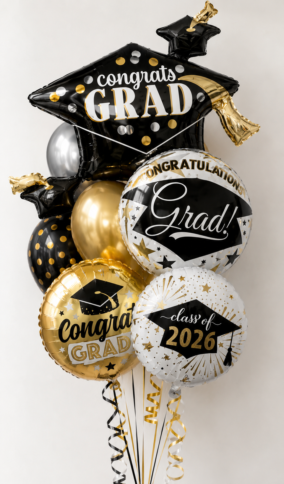 Cap and Bubble Grad Balloon Bouquet (10 Balloons)