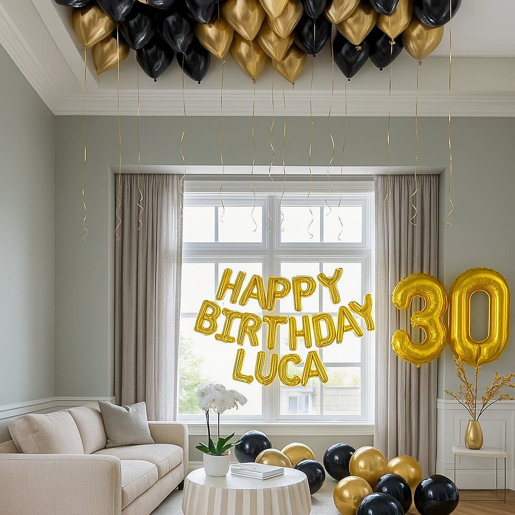 Black and Gold - Balloon Surprise Setup