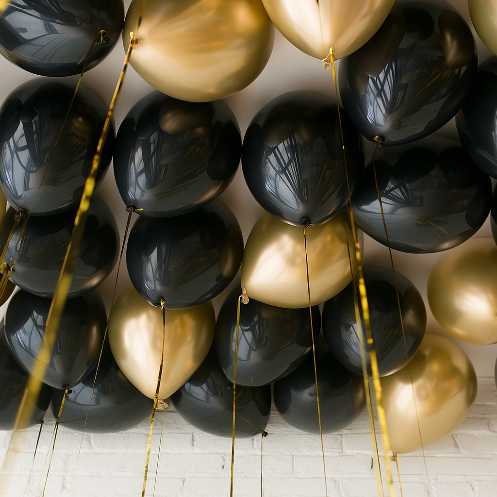 Black and Gold - Helium Ceiling Balloons