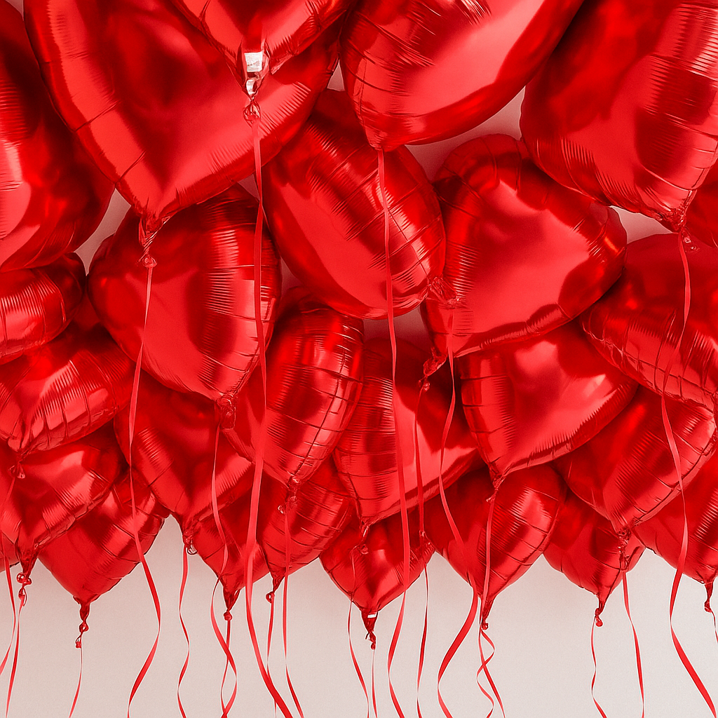 Red Hearts - Helium Ceiling Balloons