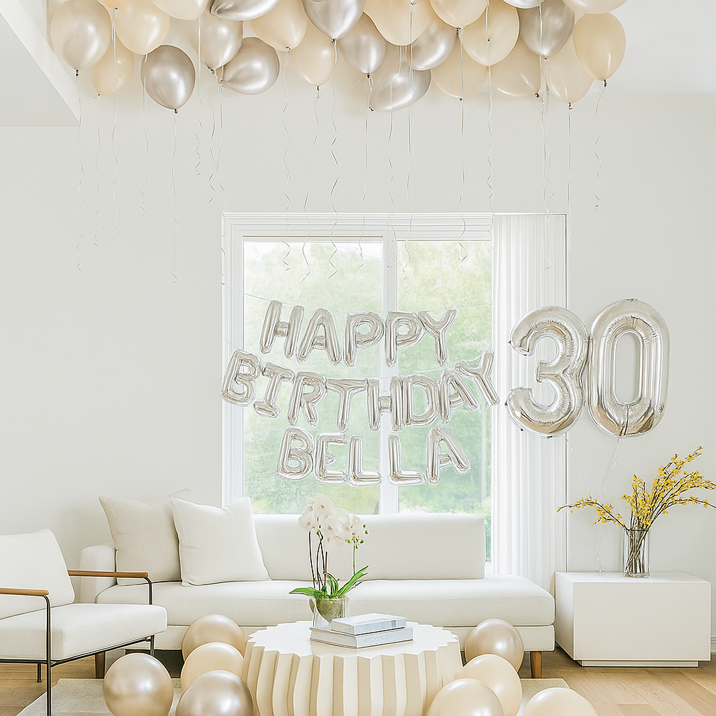 Blush, Cream, White Gold - Balloon Surprise Setup