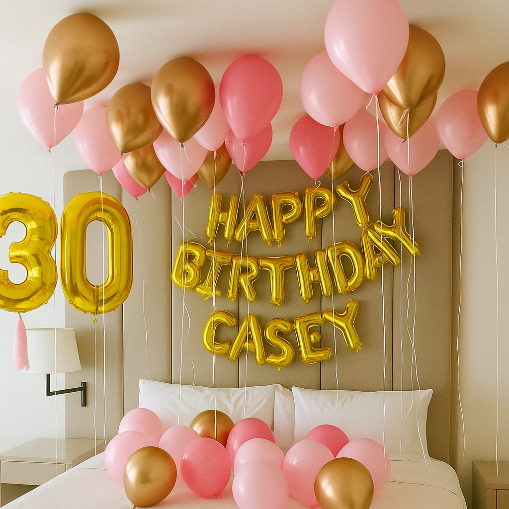 Light Pink, Pink, Gold - Balloon Surprise Setup
