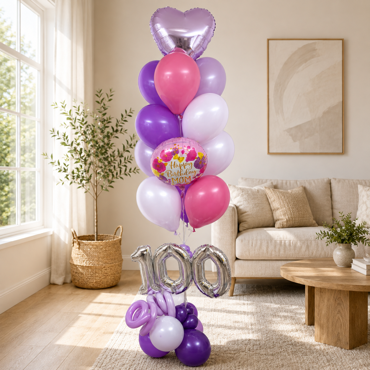 Milestone Birthday Number Balloon Bouquet – Deluxe (Choose Any Color & Age)
