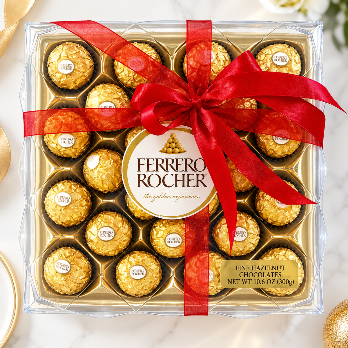 Ferrero Rocher Chocolate Gift Box with Red Ribbon