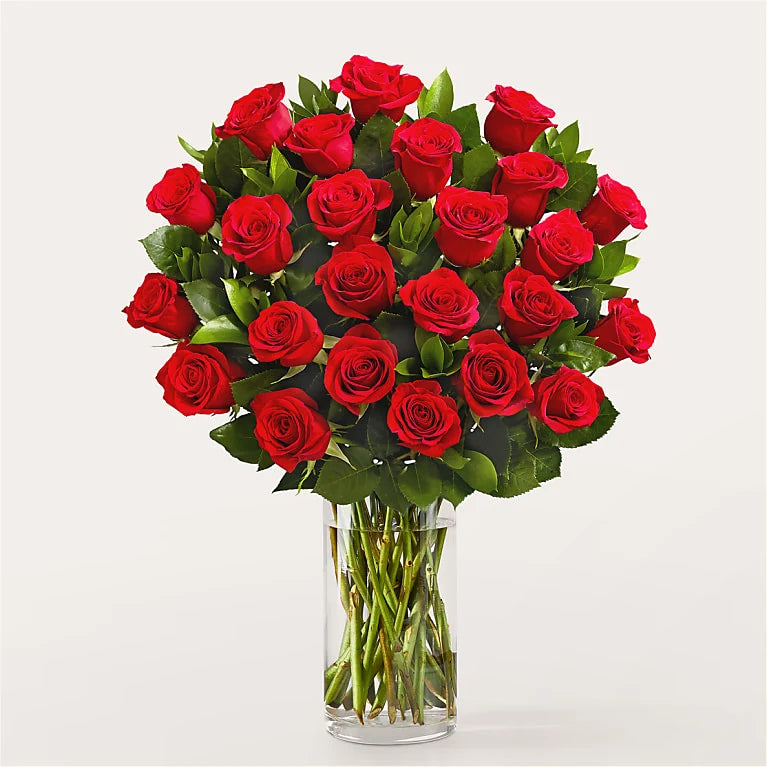 Two Dozen Red Rose Vase Bouquet
